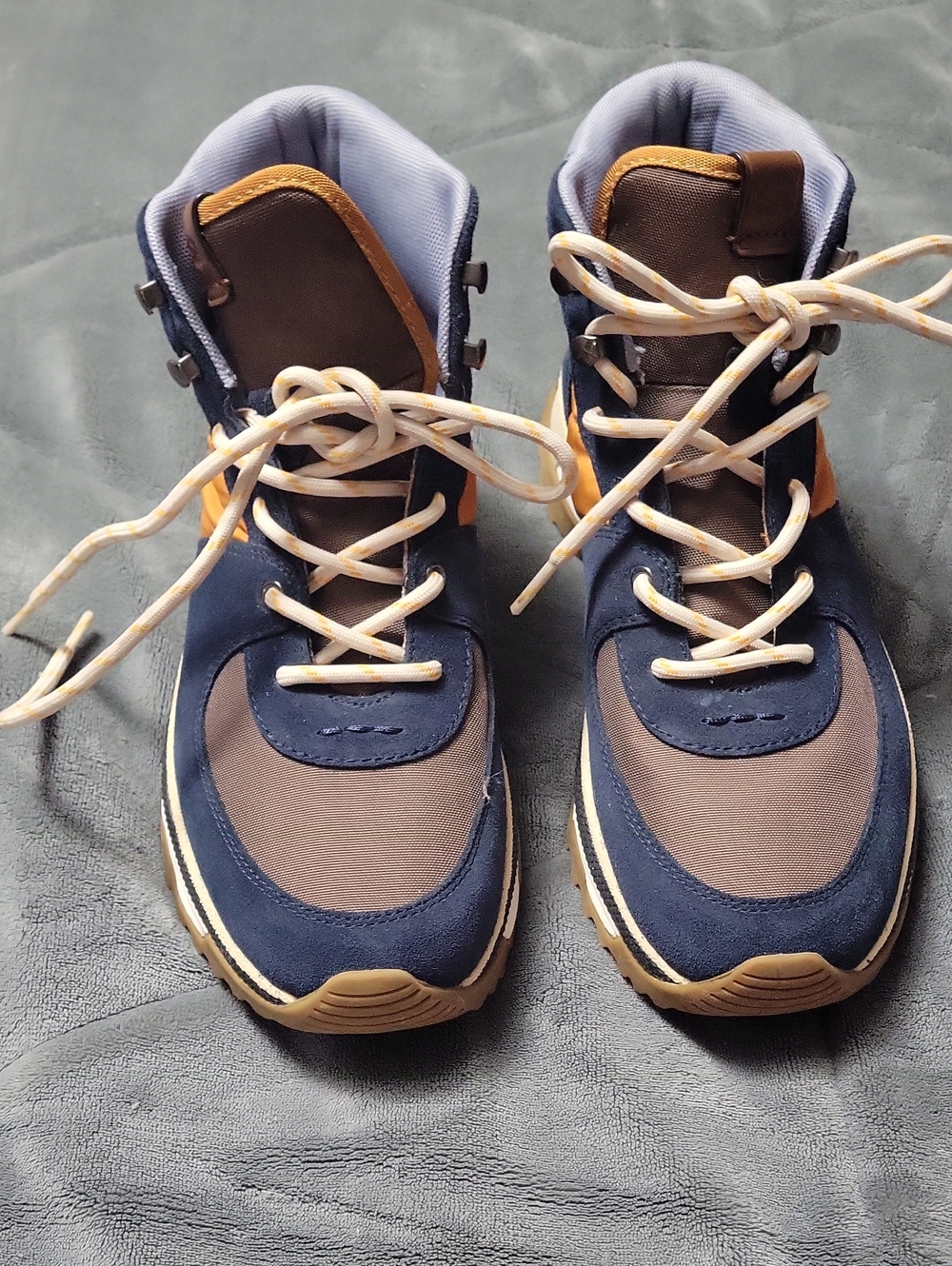 Coach Men's Navy and Brown Lace-Up High-Top Sneakers